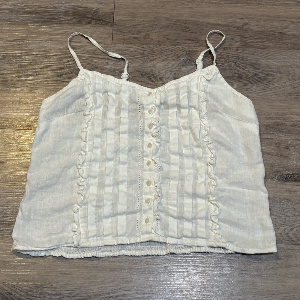 VINTAGE Y2K Gap linen button front smocked lightweight tank size XS